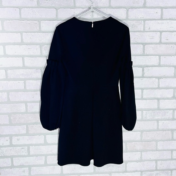 Tibi Bishop Long Sleeve Fit and Flare Dress in Black Size 0 - Picture 5 of 10